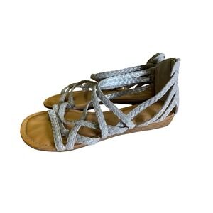 Carlos by Carlos Santana Womens Sandals Size 8 Gladiator Strappy Zip Back‎ Shiny